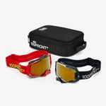 100% Dual Armega Racer Pro Pack Black Red True Gold Mirror Goggles 50072-10001