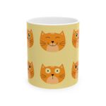 Orange Cat Face Pattern Ceramic Mug