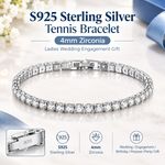 S925 Sterling Silver Tennis Bracelet 4mm Zirconia Ladies Wedding Engagement Gift