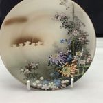 Antique Japanese Eggshell Porcelain Saucer 14cm - Chrysanthemums - Meiji Period