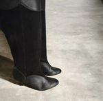Vintage Black Leather Suede Knee High Boots 90s Office Siren Size 6