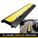 1M Heavy‑Duty Cable Protector Ramp 2‑Channel 3000kg EPDM Rubber Speed Bump