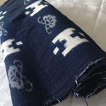 Handwoven Indigo Cotton Kasuri Fabric Scrap Vintage Material for DIY