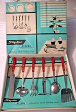 Rare Set 6 Vintage Sky-line Prestige Red Kitchen Utensil England New TV Prop etc