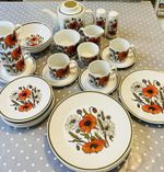J&G Meakin Poppy 33 Piece Dinner Tea Set Vintage 1970s Ironstone England Retro