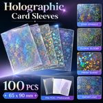 100PCs Holographic Card Sleeves 65x90mm Anti-Scratch MTG TCG Protector Sparkle