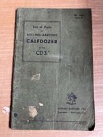 Aveling Barford Calfdozer Original Parts Book MK3 
