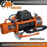 OX Winches 13500lb 12v Electric Winch Orange Synthetic Rope Recovery 4x4 Truck