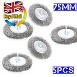 5pcs 6x 75mm Round Shank Flat Steel Wire Brush – Stainless Steel Drill Brush