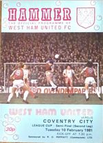 West Ham United V Coventry City - 1980/81 League Cup SF 2L - 10th February 1981