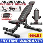 Weight Bench Adjustable Foldable Strength Training Full Body Workout Incline Gym