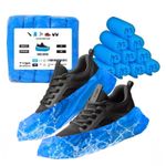 TYGA 100 x Blue Disposable Shoe Covers Overshoes, CPE, Anti Slip, Universal Fit