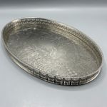 Vintage Silver Plate Tray Oval Cocktail Drinks Adam Style Pierced Gallery Chased