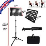 Heavy Duty Metal Adjustable Tripod Sheet Music Stand Holder Folding+Storage Bag