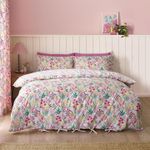 Catherine Lansfield Tilly Floral Duvet Cover Double Quilt Bedding Set Pink Green