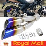 Universal 38-51mm Dual-Outlet Exhaust Silencer Motorcycle Inlet Exhaust Muffler