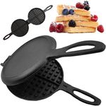 17cm Cast Iron Waffle Maker Pan Stove Top Waffle Iron Cookware, Portable Camping
