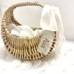 Flower Girl Basket with Personalised Ribbon And White Petals For Wedding