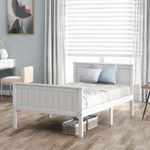 White Wooden Bed Frame 3ft Single Bed with Large Storage Space For Kids Adults