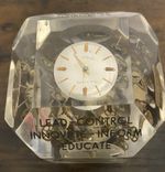 Vintage Faceted Lucite Paperweight “Frozen Time Art” Exploding Watch Parts.