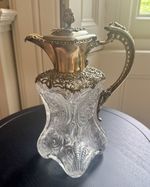 AMAZING Silver-Gilt Mounted ROCK CRYSTAL Glass Claret Jug, William Comyns, 1900