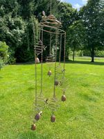 Spiral Bee Hanging Mobile With Bells Metallic Decorative Hanging Garden Ornament