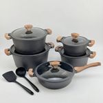 OSFE 12Pc Granite Cookware Set Non Stick Cooking Pots Pans Induction All Hobs