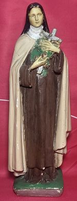 Vintage Religious Statue St Therese of Lisieux Original Chalkware Type 41cm 