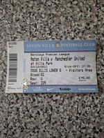 MATCH TICKET PREMIER LEAGUE ASTON VILLA V MAN UTD 3rd dec 2011