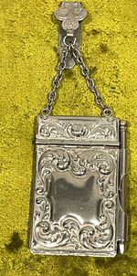 Chatelaine Silver Plated Notebook & Pencil Antique Chatelaine-Turquoise set 