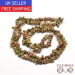 Unakite Gemstone Bead Chips - Natural Green & Orange Crystals - 5~8mm - 1 Strand