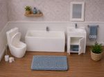 1:12 Scale Dolls House Miniature – Bathroom Set Including Toilet, Bath & Sink