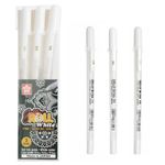 3 x Sakura Gelly Roll White Gel Pen Medium (0.5mm, 0.8mm, 1.0mm) - Set of '3 Pen