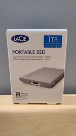 LaCie 1TB. Portable SSD Storage. USB-C. 1050MB/S Read. Boxed and New