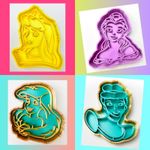 Set Of 4 Aurora, Bella, Ariel & Cinderella D. Princess Cookie Cutters