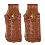 2pcs PU Leather Knife Sheath 5.71" Pocket Knife Sheath for Belt Knife, Yellow