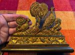 Victorian brass door stop featuring Pheasants in a field farmhouse door stop