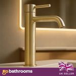 Gold Bathroom Sink Tap Tall Basin Mono Mixer Countertop Single Lever Handle