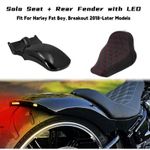 Short Rear Fender w/ LED Light+Red Line Driver Seat For Harley Fat Boy 2018-2023