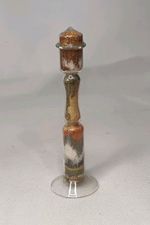 Antique Victorian Hand Blown Sand Art Glass Column c1900 Cork Base