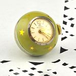 Vintage Bucherer 17 Jewel Watch Pendant 18mm Green Enamel Stars