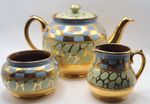 Vintage Sadler Tea Set 1563 Art Deco Checkerboard & Pebble Pattern 3 Piece Trio