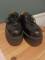 Underground England Black Leather Creeper Shoes Platform Size UK 9 / EUR 43