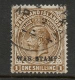 Falkland Islands 1918-20 1/- War Tax Brown SG 72b Fine used. (R4625)