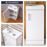 White Bathroom Vanity Unit & Basin Sink Vanity 400mm Floor Standing Tap Waste