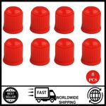 Set of 8 – RED Plastic Tyre Valve Dust Caps FOR Car, Bike, Motor Bike Wheel