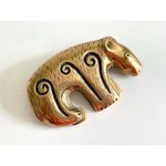 Vintage Kalevala Koru Bear Brooch, Large Bronze Pin Finnish Vintage Bear Jewelry