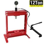 12 Ton Hydraulic Shop Press w/ Press Plates & Gauge H-Frame Benchtop Press-Stand