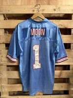 Mens Rare Vintage Mitchell & Ness Houston Oilers Moon Jersey #1 Blue Size L
