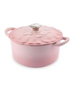 ALDI Crofton Cast Iron Casserole Dish Pot Flower Lid PINK 22cm Oven Safe BNIB